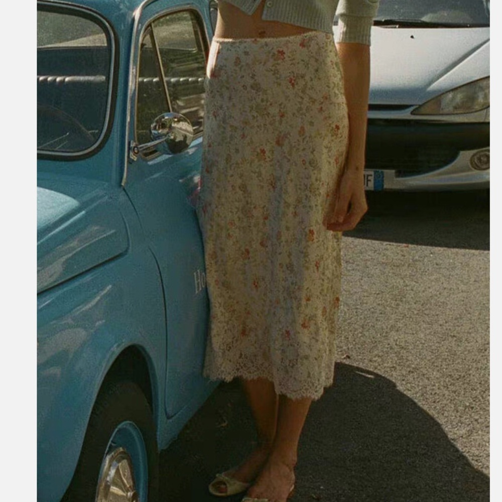 🌸🌿 NWT DÔEN Silk Floral Elowen Midi Skirt 🌼🍃